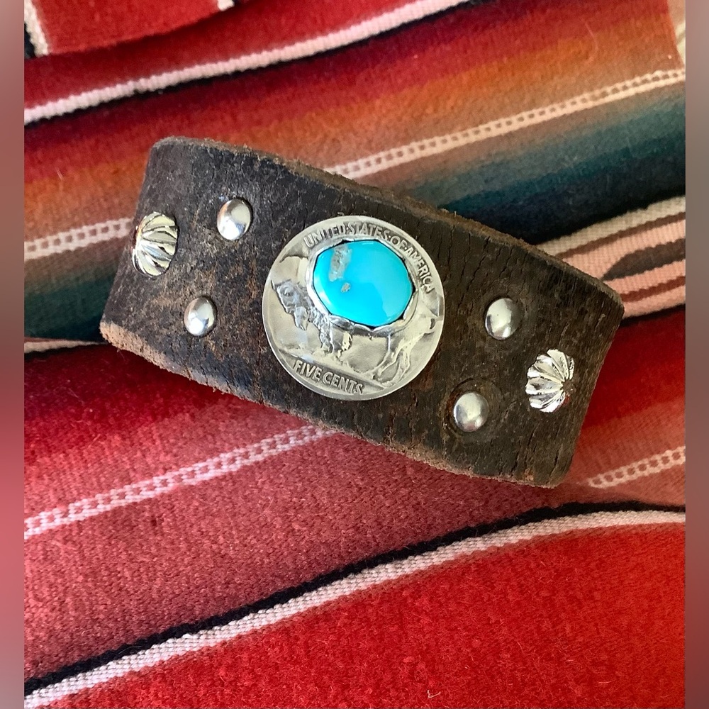 Turquoise & buffalo nickel cuff, up to 6 3/4” wrist